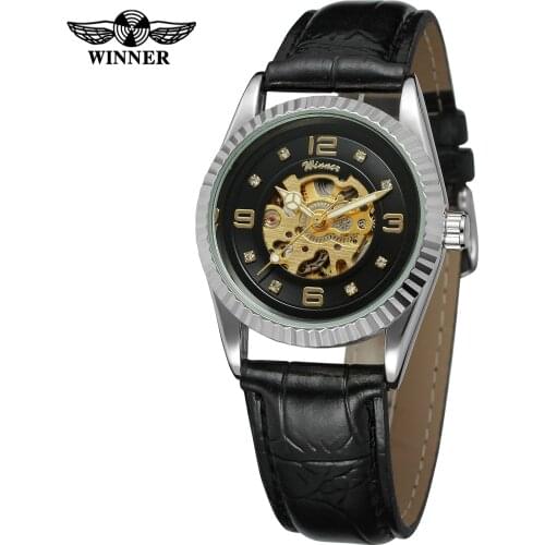 2019 Fashion Top Brand T-WINNER Watch Mens Man Automatic Mechanical Skeleton Leather Wrist Watches Luxury Gold Dial Clock Male