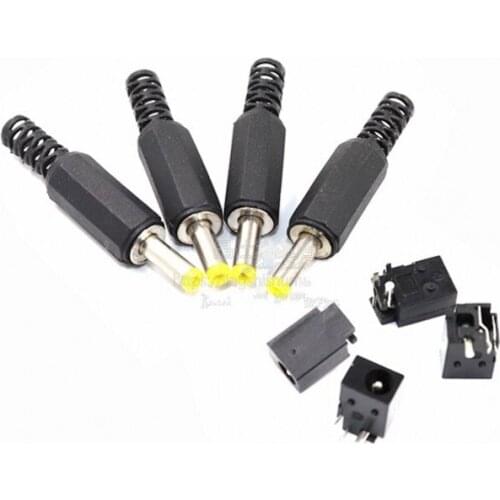5Set /lot ， DC power 5pcs male plug + 5pcs female socket 4.0*1.7mm DC023A DC blade welding plug