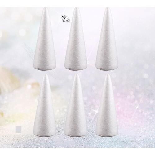 6pcs 24cm White DIY Cone Children Craft Cone Accessories for Home Craft Christmas