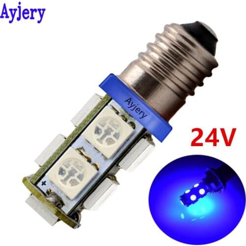 AYJERY 100PCS 24V E10 Led Light Screw Socket Led Car Light 9 SMD 5050 Chip Interior Light White Red Amber Instrument Light Blub