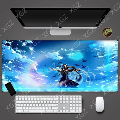 XGZ Anime Girl Blue Sky Large Gaming Mouse Pad PC Laptop Computer Mousepad Desk Keyboard Mat for LOL CSGO DOTA 2 Gamer XXL