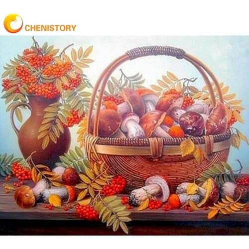 CHENISTORY 5D Diamond Painting Flowers Diamond Embroidery Flower Basket Cross Stitch Diamond Mosaic Scenery Rhinestone Decor Art