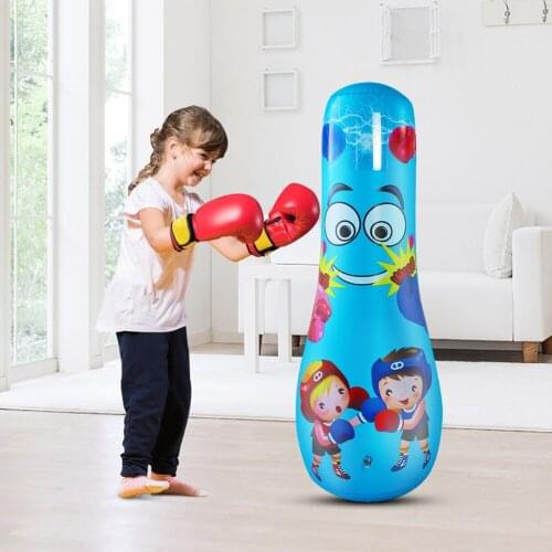 Kids Inflatable Punching Boxing Bag Multi-functional PVC Thickened Standing Sandbag Fitness Training Boxing Pillar
