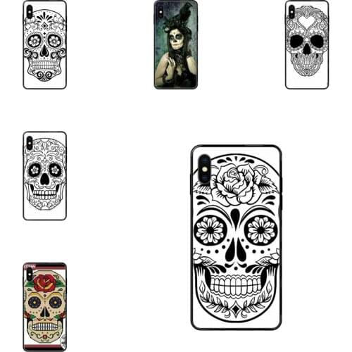 For Apple iPhone 11 12 Pro XS Max XR X 8 7 6 6S Plus 5 5S SE Black Soft TPU New Style Unique Sugar Skull Day Of The Dead