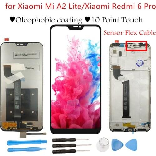 For Xiaomi Mi A2 Lite LCD Display Screen Touch + Frame Assembly Redmi 6 Pro LCD Display Touch Screen Repair Parts