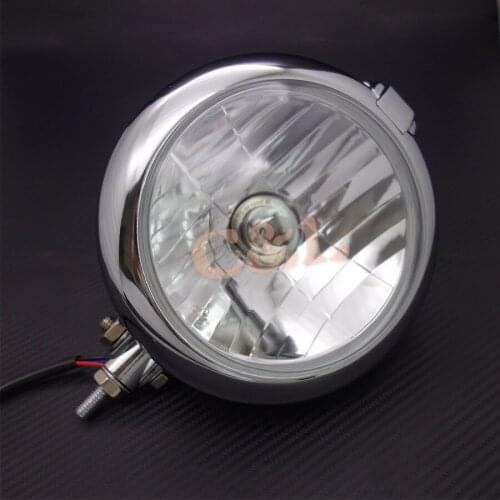 Chrome Motorcycle Metal 12V Head Light Lamp Fit For Harley Sportster Bobber Chopper