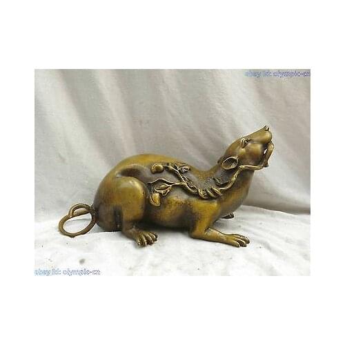 China brass copper arabesquitic beautiful lucky money mouse Sculpture Statue