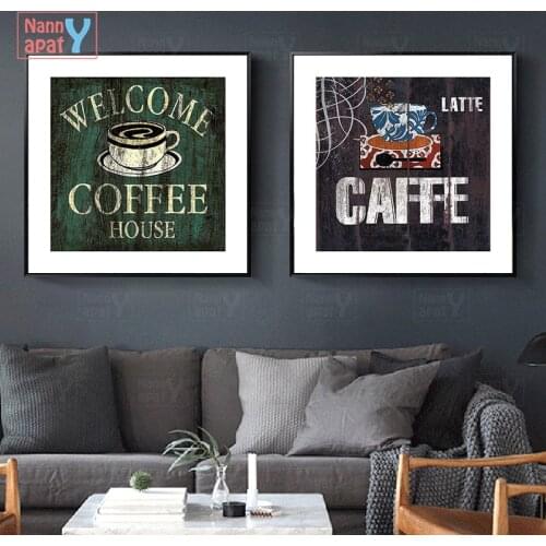 Coffee Shop Wall Decor Nordic Retro Home Decoration Welcome Coffee House Letter Picture Art Posters and Prints for Coffee House