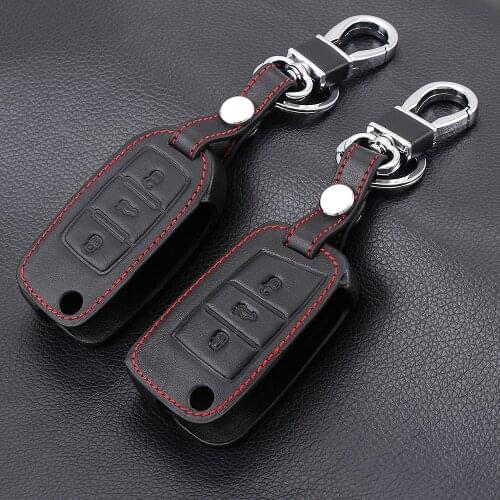 Leather Key Cover For Volkswagen VW GOLF 7 4 5 6 B5 B6 Tiguan Touran Polo Jetta mk4 mk5 mk6 For Skoda Octavia Auto Accessories