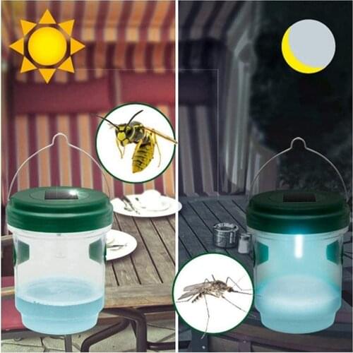 2PCS Solar Powered Wasp Trap with LED Light Bee Traps Yellow Jacket Traps Wasp Traps for Outdoors Hanging Wasp Killer