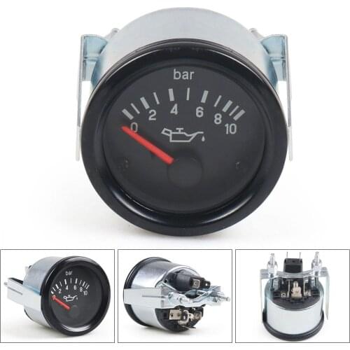 2" 52mm Car Oil Pressure Gauge 0-10 Bar Pointer 12V Oil Press Gauge Yellow Light Car Meter No Sensor