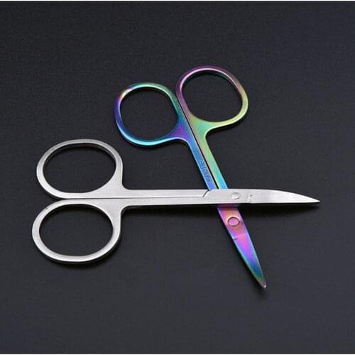 Stainless Steel Manicure Precision Trimmer Eyebrow Eyelash Hair Remover Eyebrow Nose Scissors Curved Blade Tool Makeup