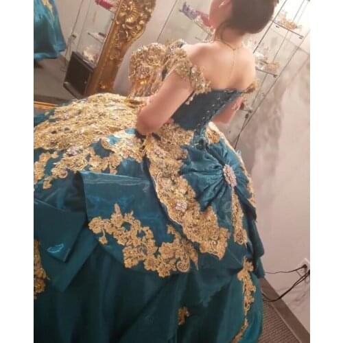 Mexican vestidos de XV años Luxury Quinceanera Dresses Floral Applique Crystal Sweet 16 Masquerade Prom Gowns with Bow