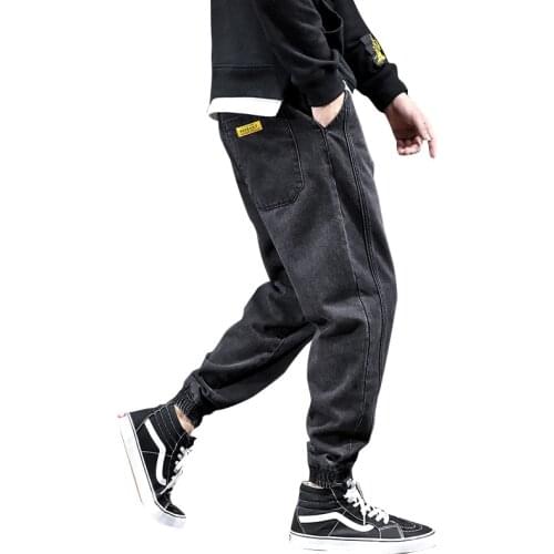 Mens Jeans Casual Joggers Plus Size Hip Hop Harem Denim Pants Patchwork Quality Trousers Blue Jeans Male Clothes 42