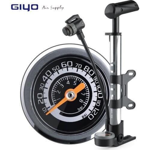GIYO Floor Hand Pump For Bicycle Tire MTB Road Bike Pumps Hose Pressure Gauge 120 PSI Presta Schrader Valve Air Inflator Pump