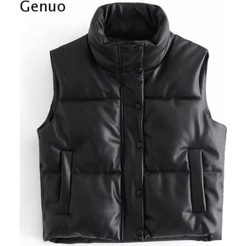 New Autumn Winter Black Warm Faux Leather Vest Women Fashion Zipper Sleeveless Coat Tops Female Casual Short Outwear Ladies