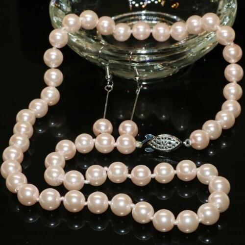 New arrival necklace earrings set round 8mm faux pearl shell beads pretty weddings party gifts elegant jewelry 18inch B2365