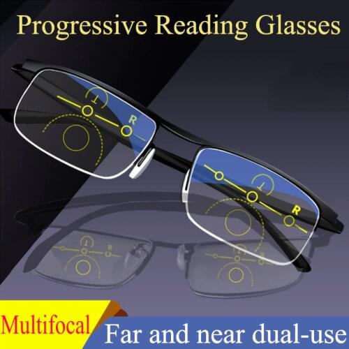 2021 Near-far dual-purpose Multi-Focus Reading Glasses Unisex Progressive intelligent zoom Anti-blue Protect Presbyopic Glasses