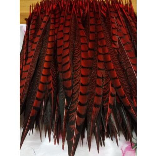 Wholesale perfect 10pcs high quality natural red Lady Amherst Pheasant Feathers 12-14inch/30-35cm Decorative diy