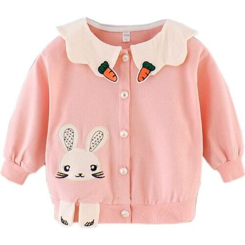 Autumn Kids Cartoon Rabbit Lace Coat Toddler Kids Baby Girls Cartoon Rabbit Carrot Coat Tops Clothes For Children
