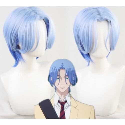 Anime SK∞ Langa Cosplay Wig SK8 the Infinity SK Eight Gradient blue Short Straight Middle Heat Resistant Hair Wigs+Wig Cap