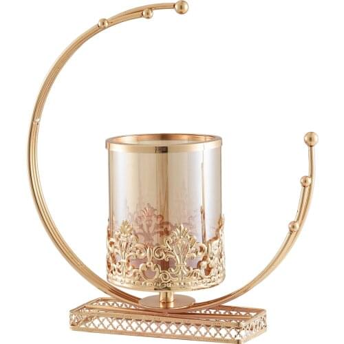 Candlestick Holder Golden Centerpiece Crafts Home Hotel Decor