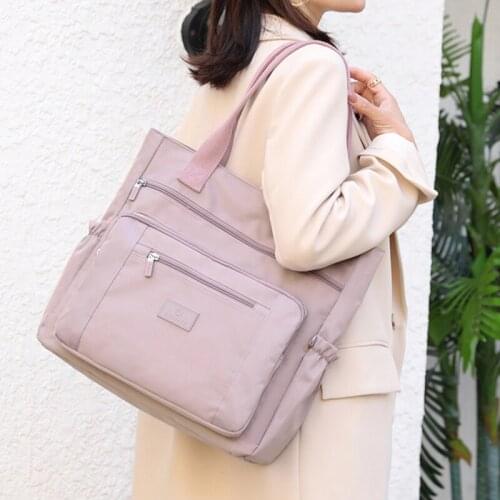 Casual Shoulder Bag for Women Waterproof Nylon Tote Bag Large Capacity Shopping Bag Travel Lady Handbag Daily Mommy Bag Purse