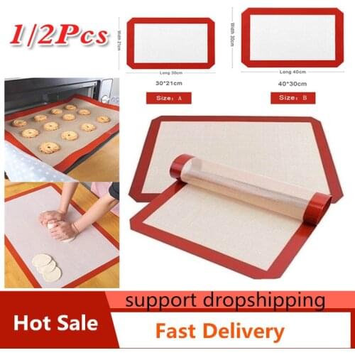 Durable Non-Stick Silicone Baking Mat Pad Baking Sheet Glass Fiber Rolling Dough Mat Cookie Macaron Baking Mat Pastry Tools