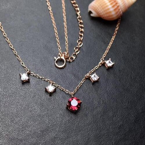 Grace simple Tassels Natural red garnet stone Necklace natural gemstone Pendant Necklace S925 silver women girls gift Jewelry
