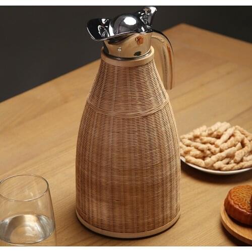 Thermal Jug Stainless Steel Thermos Water Bottle Household Tea Set Handmade Bamboo Weaving Large Capacity Coffee Pot Thermo Pot
