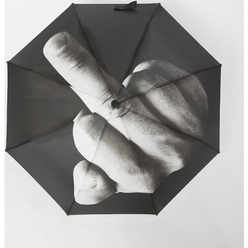 Wind Resistant Travel Folding Umbrella Rain Women Windproof Auto Parasol Men Creative Middle Finger Umbrellas Automatic Manual