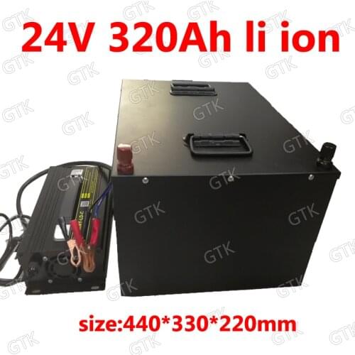 Waterproof 24V 320AH Lithium ion battery BMS 24V 400AH li ion battery for 2400W UPS Solar energy Golf Car +20A Charger