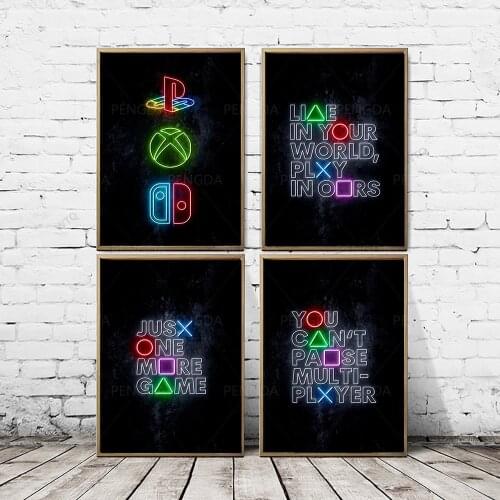 WTQ Canvas Painting One Piece Game Poster Neon Light Pictures Black Background Wall Decor Wall Art Picture Room Decor Home Decor