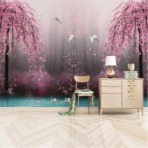 Swan Lake Scenic Wall TV background wall professional production murals wholesale wallpaper mural poster photo wall