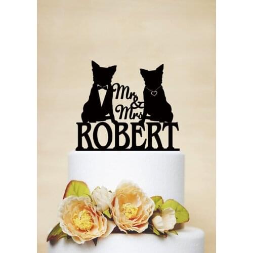 Animal Wedding Cake Topper, Mr and Mrs Cake Topper,Dog , Dog silhouette,Dog lover, Last Name Cake Topper