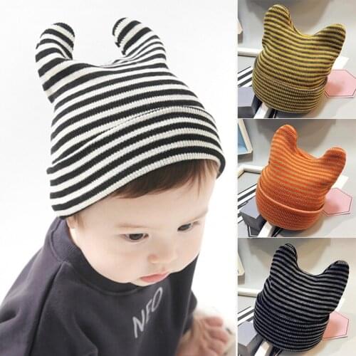 Newborn Baby Girl Boy Winter Hat Children Soft Warm Cap Kids Cute Cat Ears Crochet Wool Cap Elasticity Knit Hat Baby Accessories