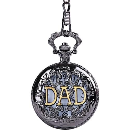 Golden Dad Logo Quartz Pendant Reloj Best Gift Fathers Day Gift Pocket Watch Quality Bronze Hollow Retro Montre to Father