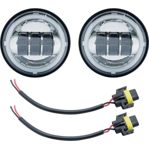 1 Pair 4.5 inch 30W Round Waterproof Motorcycle LED Fog Passing Auxiliary Light DRL Led Fog Light for Classic FLHR Road King
