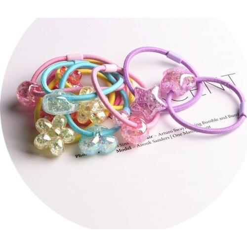 10PCS Lovely New Princess Flower Color Ball Kids Elastic Hair Bands Baby Headdress Children Hair Ropes Girls Hair Accessories