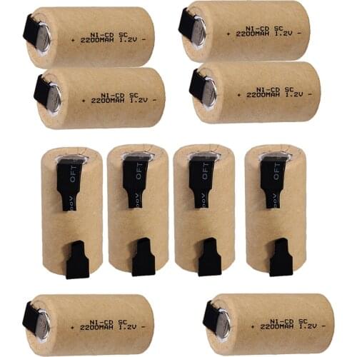 10 pcs SC 2200mah 1.2v battery NICD rechargeable batteries for electric screwdrivers for makita bosch B&D Hitachi metabo dewalt