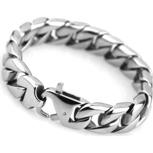15mm Stainless Steel Link Chain Bracelet For Men Heavy Chunky Cuban Chain Biker Bracelet Punk Jewelry Accessories
