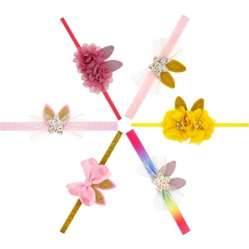 30 pcs/lot , 7*7 cm Easter children decorate headbands Rabbit head with festive decorations rabbit ears rope hair accessories