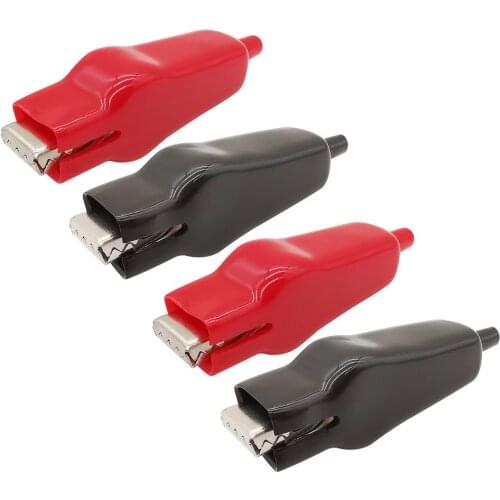 4Pcs Red & Black Sheathed 20A Alligator Clips Connector Electrical Crocodile Clamp Clip for Electrical Jumper Wire DIY Test