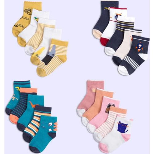 5 Pairs/lot Spring Autumn Cartoon Cat Animal Soft Cotton Knit Baby Socks Kids Boy Newborn Baby Girl Boys Cute Socks For 1-12Yrs