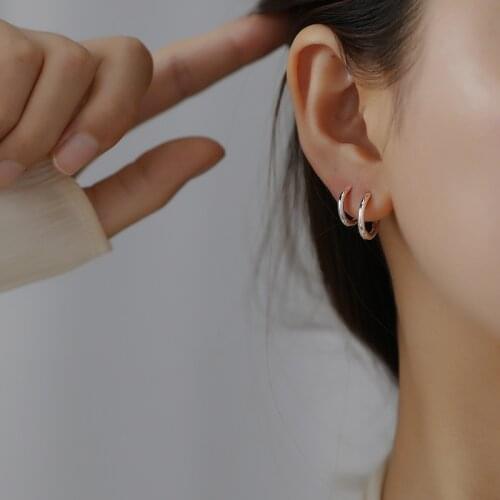 925 sterling silver earring Stylish simple classic silver black ear ring ear bone couple wild trend boy girl silver ear jewelry