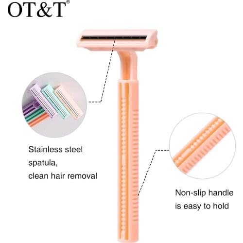 OT&T 3pcs Shaving Razor Female Professional Hair Removal Armpit Safety Razor Woman Boday Face Armpit Bikini Hair Epilator