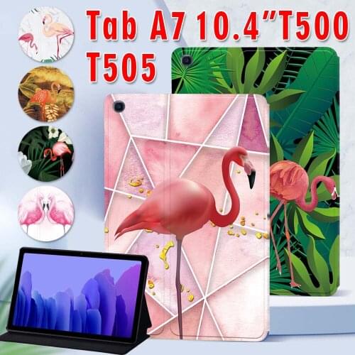 Tablet Cover Case for Samsung Galaxy Tab A7 10.4 Inch 2020 T500/T505 Flamingo Series Pattern + Free Stylus
