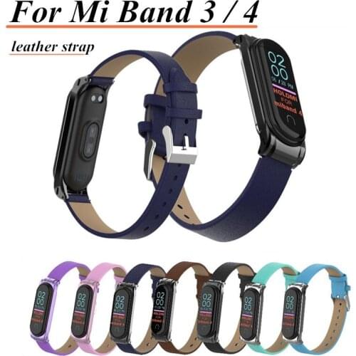 Colorful Leather Black Sliver Case Smart Watch band for Xiaomi Mi Band 4 3 strap For xiaomi mi band 4 bracelet Miband 4 3 Strap