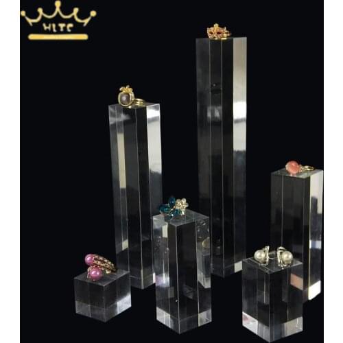 Height Showcase Collectibles Clear Solid Acrylic Perspex Display Block Stand Ring Earring Necklace Organizer Jewelry Counter