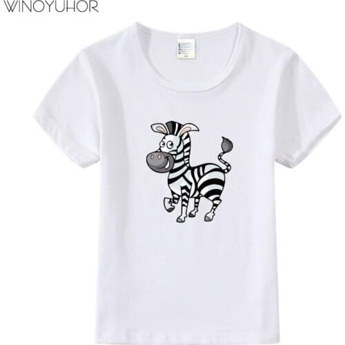 Cartoon Animal Zebra T-Shirts For Baby Boys Summer Short Sleeve Tshirt Children Kids Girls Tops Tees Clothing 2-9 Years
